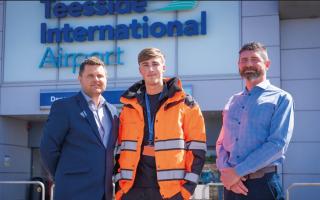 Phil Forster, Teesside Airport Managing Director, Sam Martin,  and Nick Jones, Air Traffic Engineering Manager