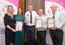 Left to right: Rebekah Kent, Nicola Dixon, Chris Harris, Andy Moses, and Paul Blackwell with North Star's award after being named the region's Housing Association of the Year for energy efficiency
