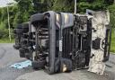 Lorry flips and driver arrested after failing roadside cannabis test