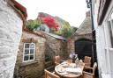 Castle and Cobbles, Richmond – the patio area and garden, which runs right up to the castle walls