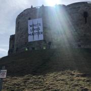 The White Lives Matter banner hung from Clifford's Tower in  York