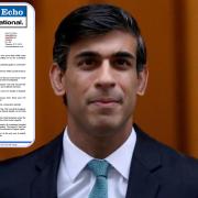 The open letter with an inset of Rishi Sunak