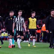 Newcastle's players show their disappointment in the wake of last night's defeat to Manchester United
