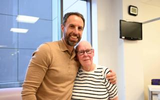 England manager Gareth Southgate met several County Durham cancer patients during a visit to the North East cancer drug trials centre