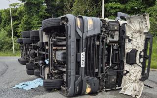 Lorry flips and driver arrested after failing roadside cannabis test