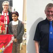 Headteacher Charlotte Haylock, Max Wilkins and Nayab Kousar with the Alby Pattison Award