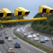 Speed cameras above a motorway