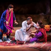 Sujaya Dasgupta as Laila, Pal Aron as Rasheed, and Amina Zia as Mariam in A Thousand Splendid Suns. Photo: Pamela Raith