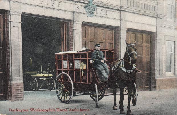 The Northern Echo: An Edwardian postcard showing a horsedrawn ambulance at the newly-opened Borough Road station
