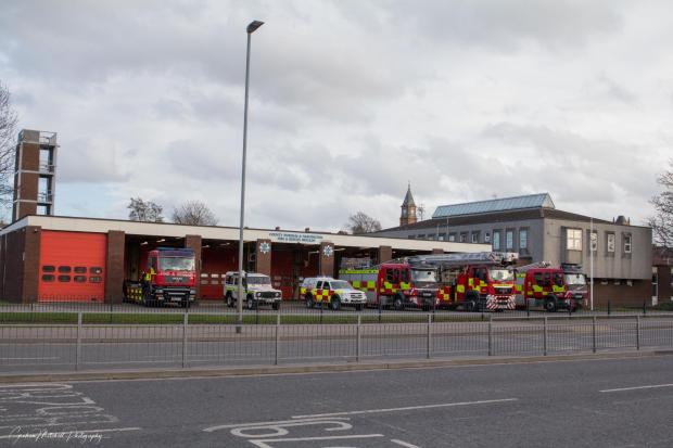 The Northern Echo: The last line-up of fire vehicles in March 2019 at the old station. Picture: Graham Mitchell Photography