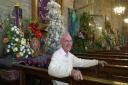 Green-fingered Norman Deacon at the church flower festival