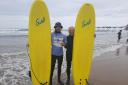 Me with my surfing instructor, Ollie