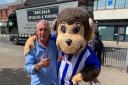Peter Bird bumped into Hartlepool United mascot Hangus in the centre of town