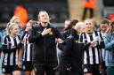 Newcastle United manager Becky Langley salutes the fans