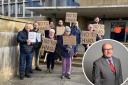 The protest against HMOs in Peterlee in Durham on Wednesday (February 28), & Easington MP Grahame Morris.