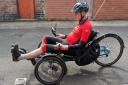 Alistair on his recumbent tricycle.