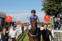 Gemma Tutty after winning at Redcar on Sweet Madness for her mother, Karen, in 2021