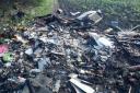 Fly tip set on fire on Scorers Lane, Great Lumley Credit: DURHAM COUNTY COUNCIL