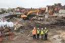 From left, Andrew Walker of Durham County Council, Graham Thomas of Alka Living, Edward Perry of The Auckland Project and deputy leader of Durham County Council Richard Bell at the Kingsway Square site in Bishop Auckland