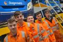 Engineered to succeed, Stagecoach North East's cohort of apprentices from 2014 (L to R) - Michael Cooper, Charlie Marshall, Aidan Thomas, Joe Cowell and Peter Billyard.