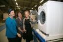 VISIT: Baroness Neville-Rolfe, left, looks at Ebac's washing machine vision, with the company's Pamela Petty, middle, and Amanda Hird     Picture: Keith Taylor