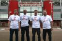 (From left) Dave Roberts, ex-Boro defender Curtis Fleming, ex-Boro midfielder Craig Hignett and Chris Joseph, last season’s chairman of the Middlesbrough Official Supporters Club