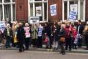 Protesters voiced their opposition to the closure of the Crown Street Library in Darlington. Picture: CHARLOTTE BOWE.