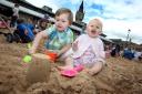 BUCKET AND SPADE: The first day of the annual Darlington By The Sea attraction in the market place of the town.  Kian (3) and Isabella Hutton (11 months) in the sandpit. Picture: CHRIS BOOTH