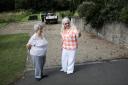 From left, Irene McGee and Denise Parkin of Haughton Residents Association at the car park prior to it being re-layed.