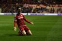 David Nugent celebrates after scoring Middlesbrough's winner in March's Championship game with Hull