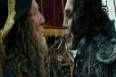 PIRATES OF THE CARIBBEAN: DEAD MEN TELL NO TALES. Pictured: Captain Salazar (Javier Bardem) and Captain Hector Barbossa