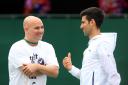 Novak Djokovic with coach Andre Agassi