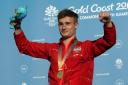Jack Laugher with his gold medal following the Men's 3m Springboard at the Optus Aquatic Centre