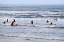 PLASTIC: Surfers enjoying the waves at Saltburn
