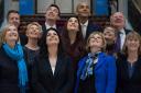 CARVE UP: (Back row left to right) Chris Leslie, Gavin Shuker, Chuka Umunna and Mike Gapes, (middle row, left to right) Angela Smith, Luciana Berger and Ann Coffey, (front row, left to right) Sarah Wollaston, Heidi Allen, Anna Soubry and Joan Ryan,