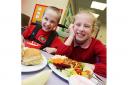 HEALTHY EATERS: Decklin Melles and Lily Mansfield enjoy free school dinners at Woodham Burn Community Primary