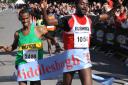 The Middlesbrough Council Sabic 10K road race was held on Sunday with thousands of runners taking part. Tadele Mulugeta, right, wins the race closely followed by Yared Hagos, left, and third was Wondiye Indelbu, rear. Pic: Doug Moody
