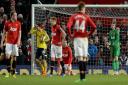 Manchester United's David De Gea shows his dejection after his mistake lead to Sunderland's equalising goal during the Capital One Cup, Semi Final, Second Leg at Old Trafford, Manchester