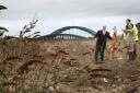 Paul Watson, left, leader of Sunderland Council with Keith Lowes, head of planning and environment and civil engineer Liam Foster survey the land in 20111 where the Vaux Brewery once stood