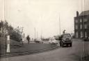 Going round the Scotch Corner roundabout in October 1963, with the hotel on the right