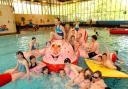 Youngsters with Cllr John Blackie in Richmond Swimming Pool in 2002