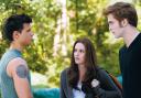 LOVE TRIANGLE: Taylor Lautner as Jacob Black, Kristen Stewart as Bella Swan and Robert Pattinson as Edward Cullen in the Twilight Trilogy