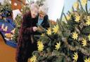CLOSER LOOK: Mary Wells, left, and Jean Lazenby enjoy the decorations on one of the trees on show at the festival