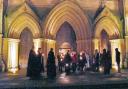 LIGHTS OUT: The congregation leaves the late-night service at Ripon Cathedral