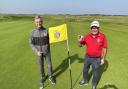 Carl Mason and Barry 'Badger' Parkes on the Mashie hole at Seaton Carew Golf Club, where they both achieved a hole in one