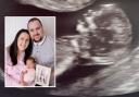 A scan of Jacob, Inset: Melissa, Thomas, and Sophia with a photo of Jacob.