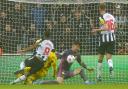 Callum Wilson's shot is saved against Borussia Dortmund