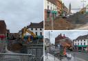 Diggers are seen on Priestgate/Prebend Row in Darlington