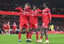Middlesbrough's players celebrate against Preston