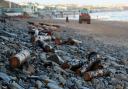Logs scattered accross Whitley Bay beach are now being disposed off